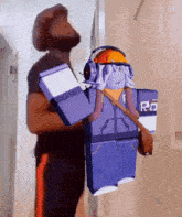 a roblox character wearing headphones and a shirt that says ro on it