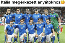 a group of soccer players posing for a picture with the name aerox on the front of their jersey