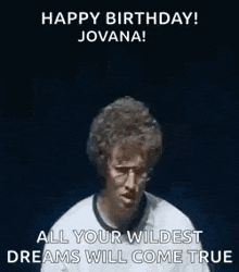 a man is covering his face with his hands and says `` happy birthday jovana ! ''