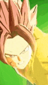 a close up of a cartoon character 's face with a green background