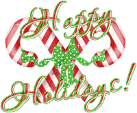 Happy Holidays Candy Canes Sticker - Happy Holidays Candy Canes Glitter Stickers