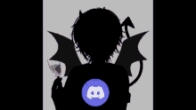 a silhouette of a demon with a discord icon