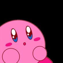 a pink cartoon character with a yellow star on a red circle