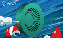 a cartoon drawing of a green circle with the word eco on the bottom right