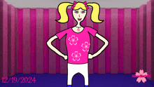 a drawing of a girl in a pink shirt with flowers on it and the date 12/19/2024