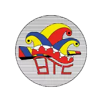 a drawing of a jester 's hat with the letters bte on the bottom