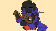 a drawing of error sans holding a guitar with error written on the background