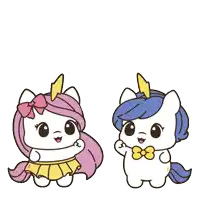 a couple of unicorns standing next to each other with the words let 's dance together written above them