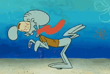 Squidward Running GIF