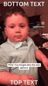 a picture of a young boy with the caption bottom text
