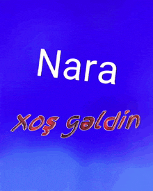 a blue background with the name nara written on it