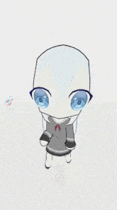 a cartoon character with white hair and blue eyes