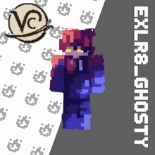 a pixel art drawing of a person with the name exlr8-ghost