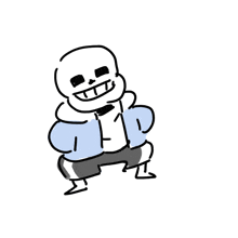a drawing of a skeleton in a blue jacket and pants