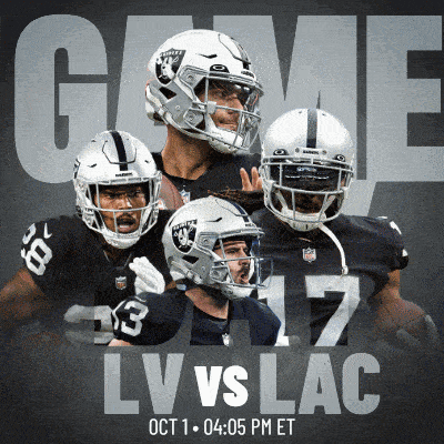Los Angeles Chargers Vs. Las Vegas Raiders Pre Game GIF - Nfl National  football league Football league - Discover & Share GIFs