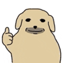 a dog is giving a thumbs up and smiling .