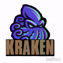 a logo for kraken with a purple octopus