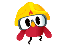 a cartoon character wearing a hard hat and goggles with the letter a on it