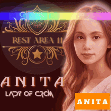 anita lady of crcm rest area 11 logo with a woman