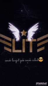 the word elite is on a black background with lightning