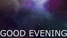 a good evening greeting with a purple background