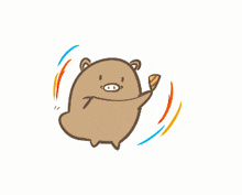 a cartoon drawing of a brown bear holding a cone