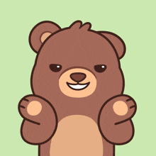 a cartoon drawing of a brown teddy bear with a smile on its face