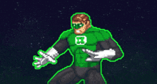 a pixel art of a green lantern with the letter l on the chest
