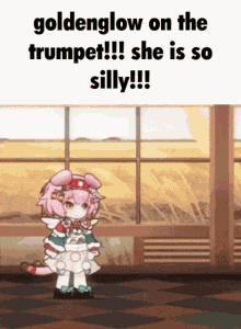 Goldenglow Arknights Trumpet Christmas Outfit Silly Meme Gif GIF - Goldenglow Arknights Trumpet Christmas Outfit Silly Meme Gif GIFs