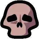 a pixel art drawing of a skull with its eyes closed .