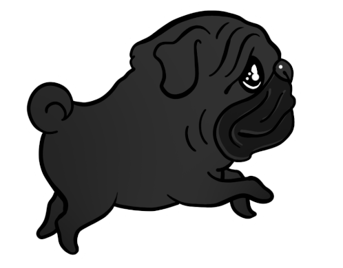 Pug Black Sticker - Pug Black Running Stickers