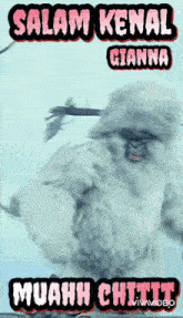 a picture of a yeti with the words salam kenal gianna muahh chitit