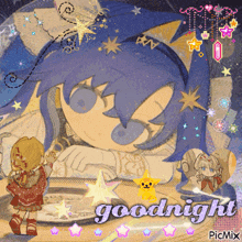 a picture of a girl sleeping with the words goodnight in the corner