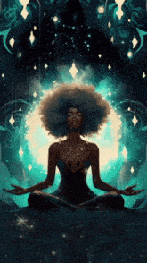 a painting of a woman in a lotus position