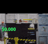 a man is standing in front of a trash can that says ' $ 0.0000 ' on it