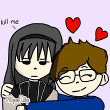 Connor Hugging Homura Akemi Hearts GIF - Connor Hugging Homura Akemi Hearts Kill Me GIFs