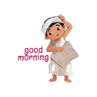 a cartoon of a man holding a newspaper with the words " good morning " written on the bottom