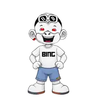 a cartoon character wearing a shirt that says bing on it
