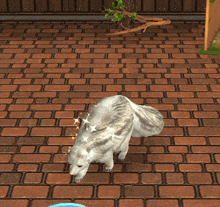a polar bear is walking on a brick floor in a video game
