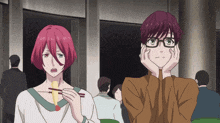 a man and a woman are standing next to each other