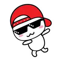 a cartoon character wearing sunglasses and a red hat .