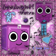 a picture of a purple box that says goodnight xoxo