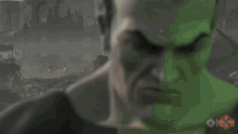 a video game scene with a green light coming out of the ground