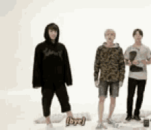 a group of people standing next to each other on a white background .