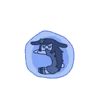 a drawing of a rabbit with a flower in its hair
