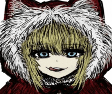 a drawing of a girl wearing a red cape