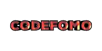 the word codefomo is written in red and black letters