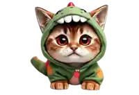 a cat is wearing a green dinosaur costume with a hood