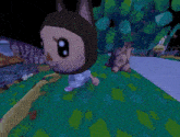 a cartoon character is running down a street in a video game