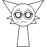 a drawing of a cartoon character with a sad face and a tear coming out of its eye .